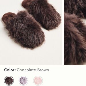 NWOT Maeve Chocolate Brown Furry Slippers from Anthropologie